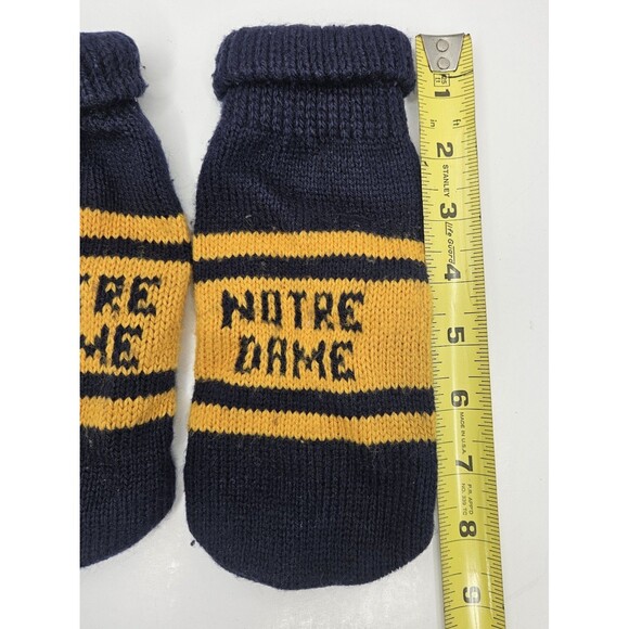 Vintage Notre Dame Fighting Irish Knit Football Blue Mittens Gloves Blue - Picture 3 of 4